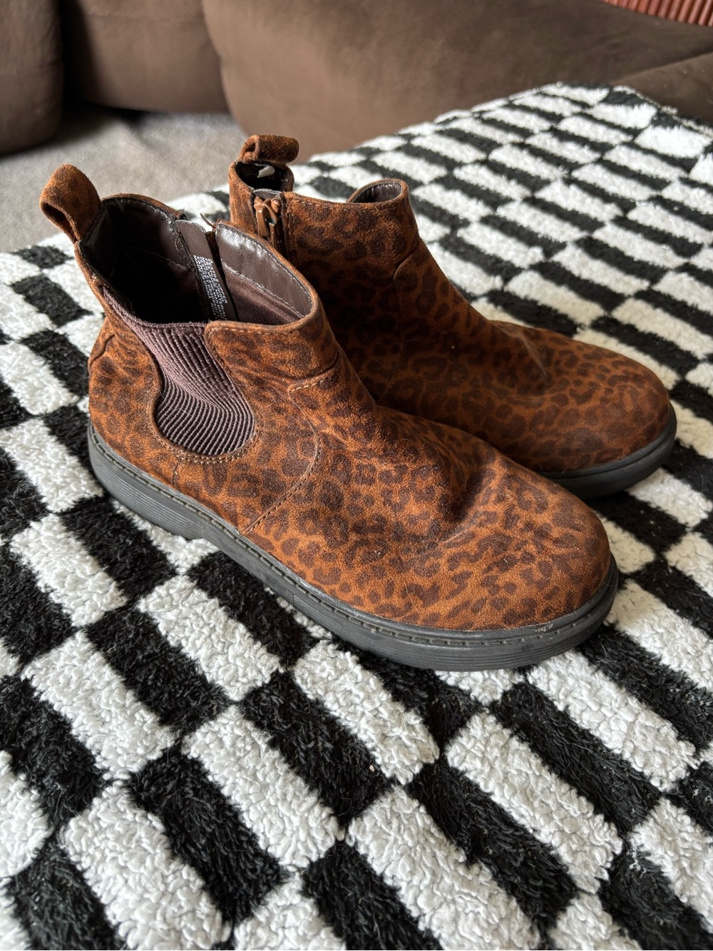 Cat & Jack Kids' Leopard-Print Chelsea Boots in Brown